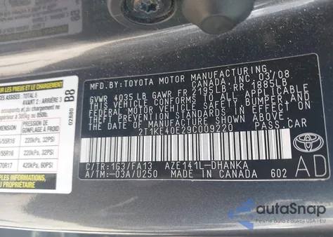 2009 Toyota Matrix S from USA, damaged, VIN 2T1KE40E29C009220